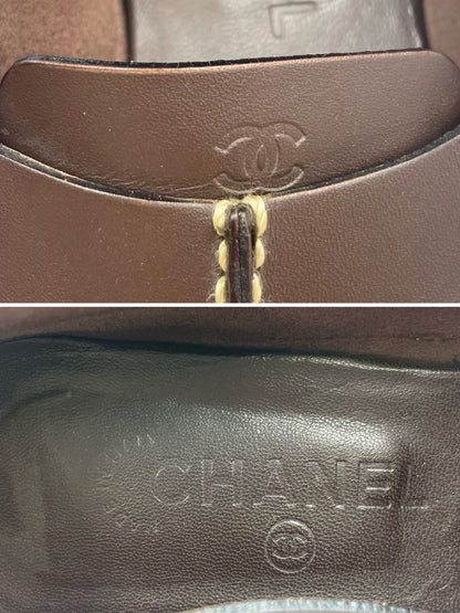 Chanel Loafers Leather CC Logo Brown — view 7