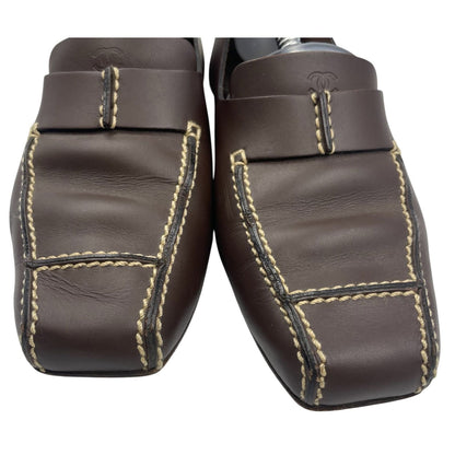 Chanel Loafers Leather CC Logo Brown — view 4
