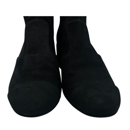 Chanel Short Boots Nuba Leather Embroidery Logo Black — view 5