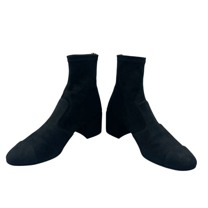 Chanel Short Boots Nuba Leather Embroidery Logo Black — view 4