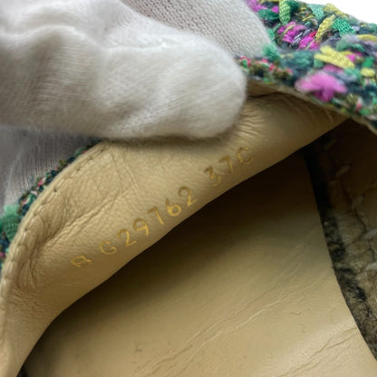 Chanel Espadrilles Husse Tweed CC Logo Green Multicolor — view 7