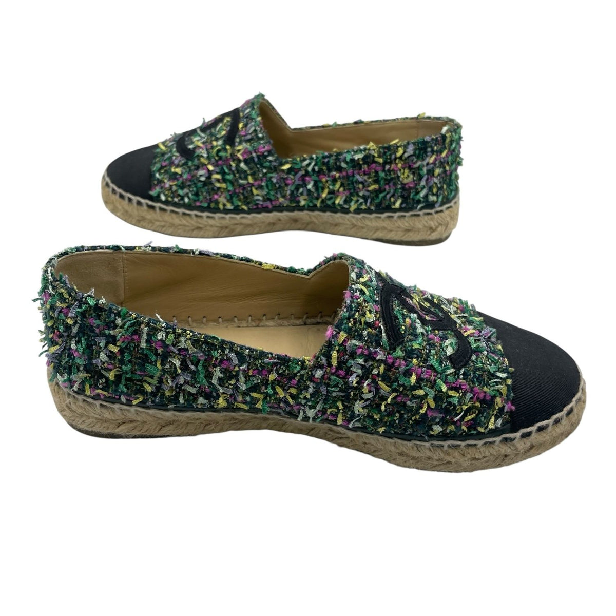 Chanel Espadrilles Husse Tweed CC Logo Green Multicolor — view 4