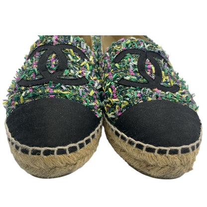 Chanel Espadrilles Husse Tweed CC Logo Green Multicolor — view 5