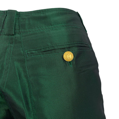 Chanel 96A Coco Button Gold Silk Pants Green — view 6
