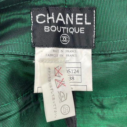 Chanel 96A Coco Button Gold Silk Pants Green — view 7