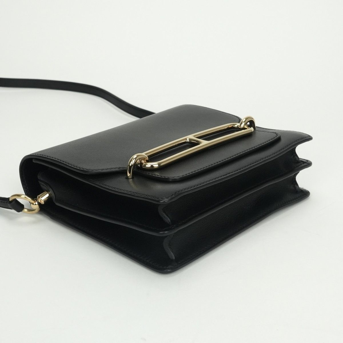Hermes Sac Roulis Mini Shoulder Bag Color Noir Blue Indigo Black Navy — view 6