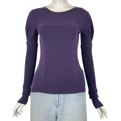Chanel Top Coco Button Cashmere Silk Knit Purple 38 Sweater