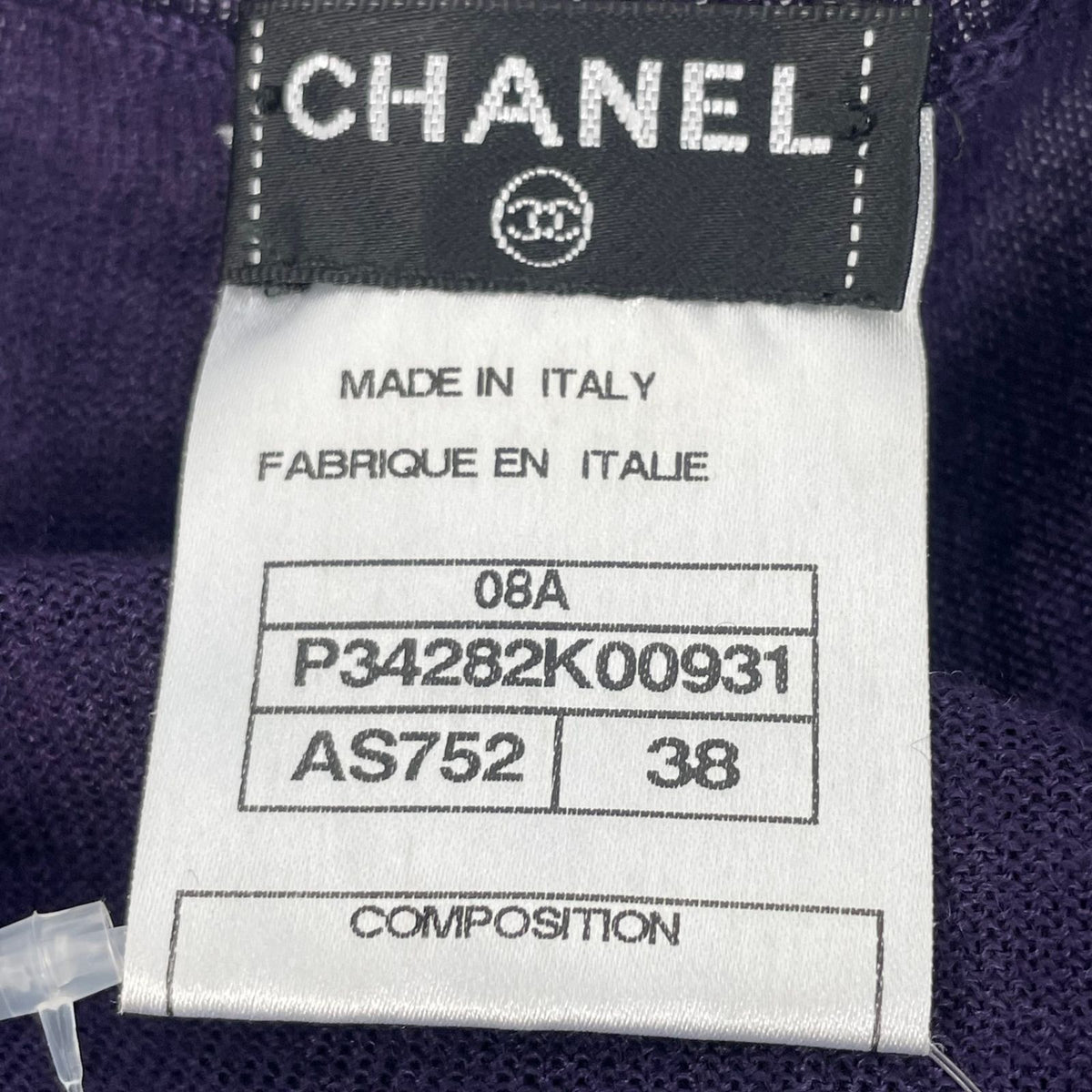 Chanel Top Coco Button Cashmere Silk Knit Purple 38 Sweater — view 6