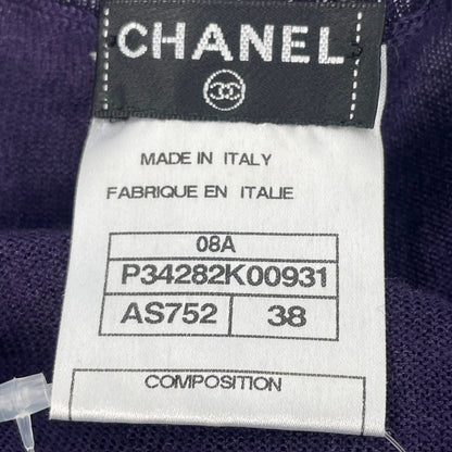 Chanel Top Coco Button Cashmere Silk Knit Purple 38 Sweater — view 6