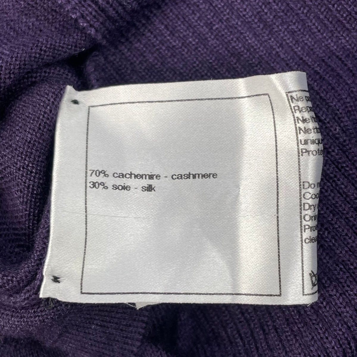 Chanel Top Coco Button Cashmere Silk Knit Purple 38 Sweater — view 8