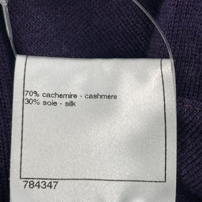 Chanel Top Coco Button Cashmere Silk Knit Purple 38 Sweater — view 7