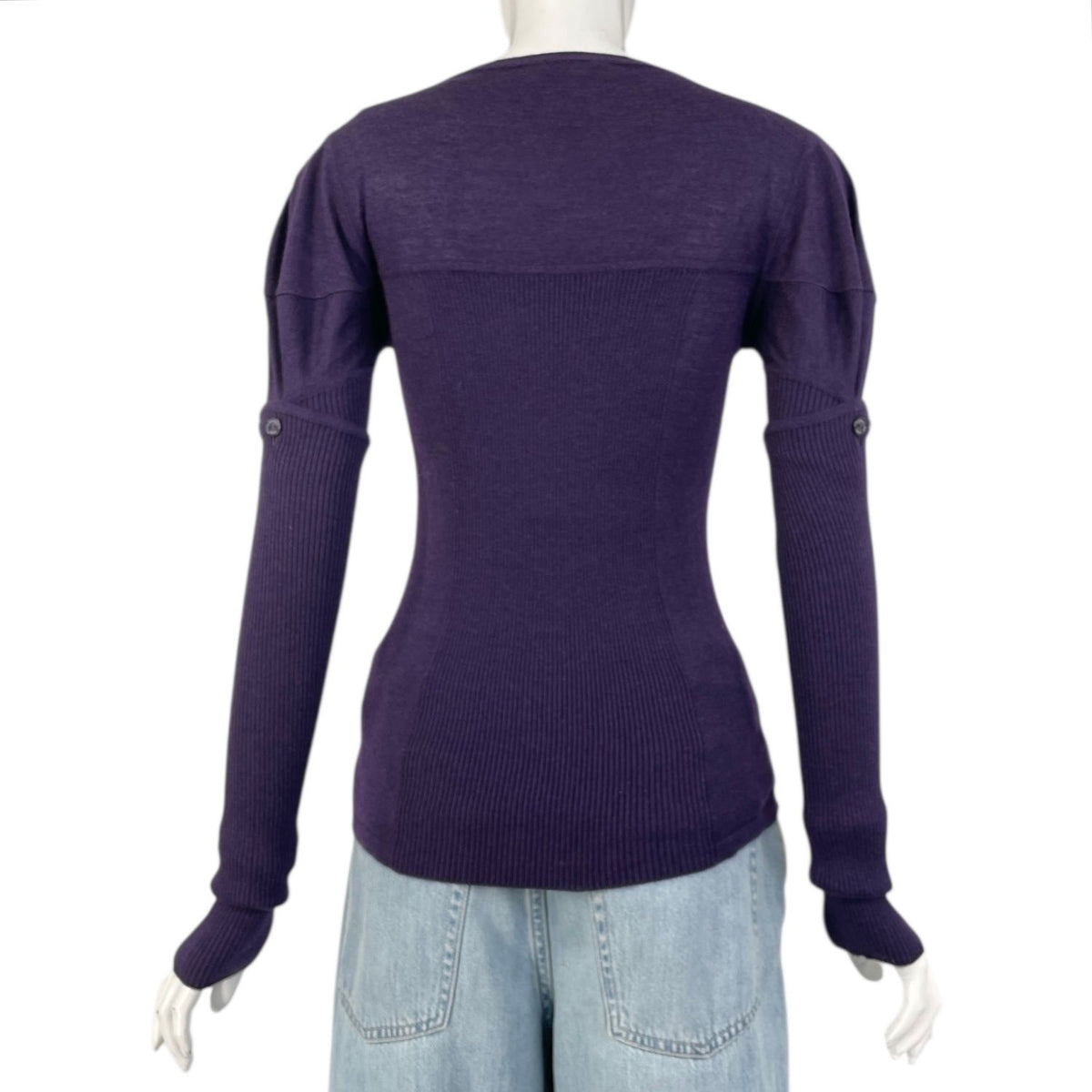 Chanel Top Coco Button Cashmere Silk Knit Purple 38 Sweater — view 3