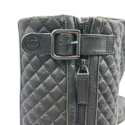 Chanel Engineer Boots Quilted Leather Side CC Logo Black — view 7