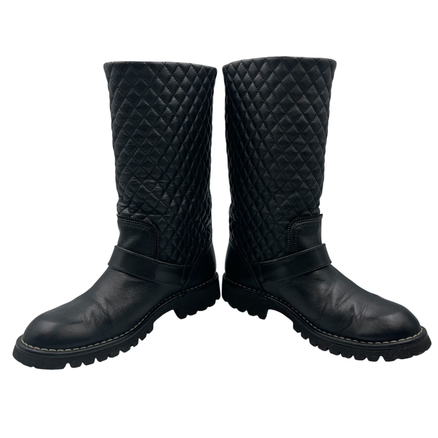Chanel Engineer Boots Quilted Leather Side CC Logo Black — view 4