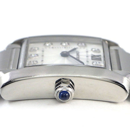 Cartier Watch Tank Francaise SM 11 Points Diamond Index Square Guilloche Silver — view 2