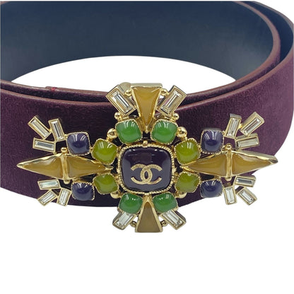 Chanel Gripoix Belt CC Logo Suede Purple — view 3