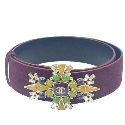 Chanel Gripoix Belt CC Logo Suede Purple