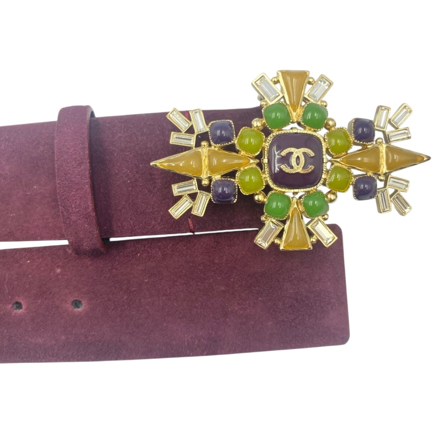 Chanel Gripoix Belt CC Logo Suede Purple — view 4