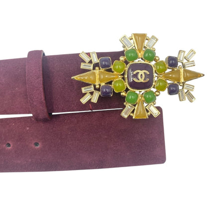 Chanel Gripoix Belt CC Logo Suede Purple — view 4