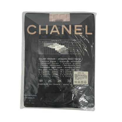 Chanel CC Logo Tights Stockings Beige Shoulder Bag — view 2