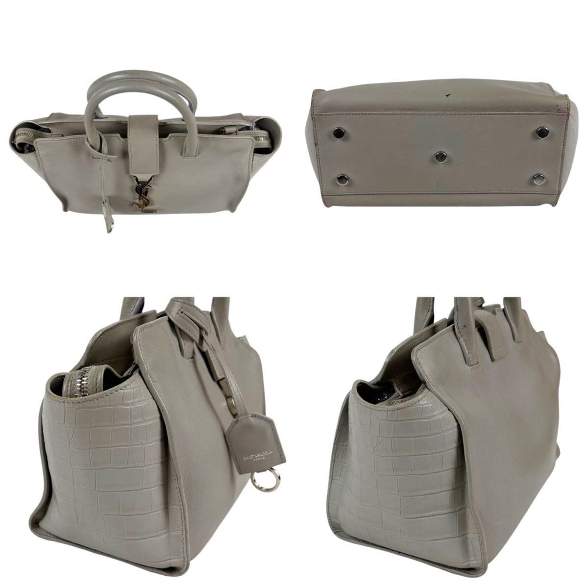 Saint Laurent Paris Baby Downtown Cabas Croco Handbag — view 3