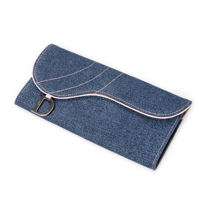 Dior Long Saddle Wallet Blue Denim Canvas — view 8
