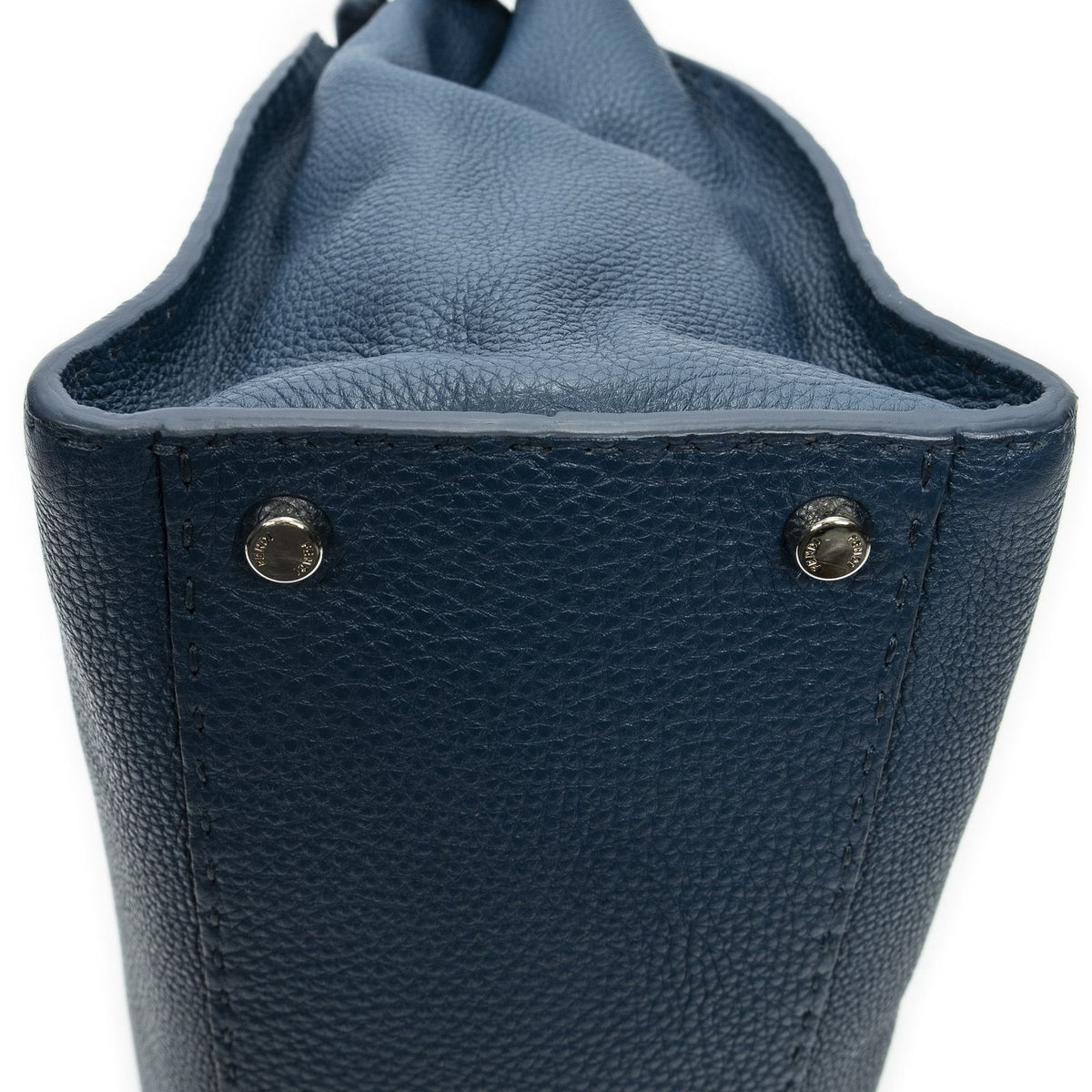 Fendi Large Selleria Peekaboo Blue Leather Messenger Bag — view 8