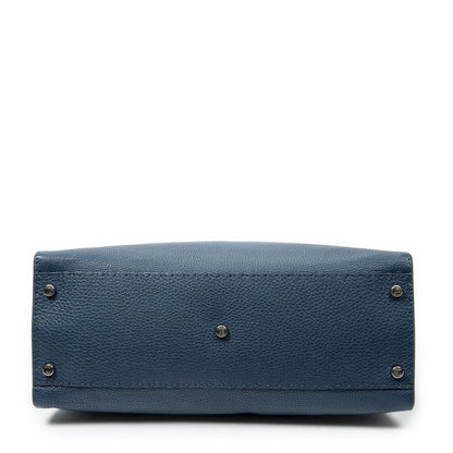Fendi Large Selleria Peekaboo Blue Leather Messenger Bag — view 6