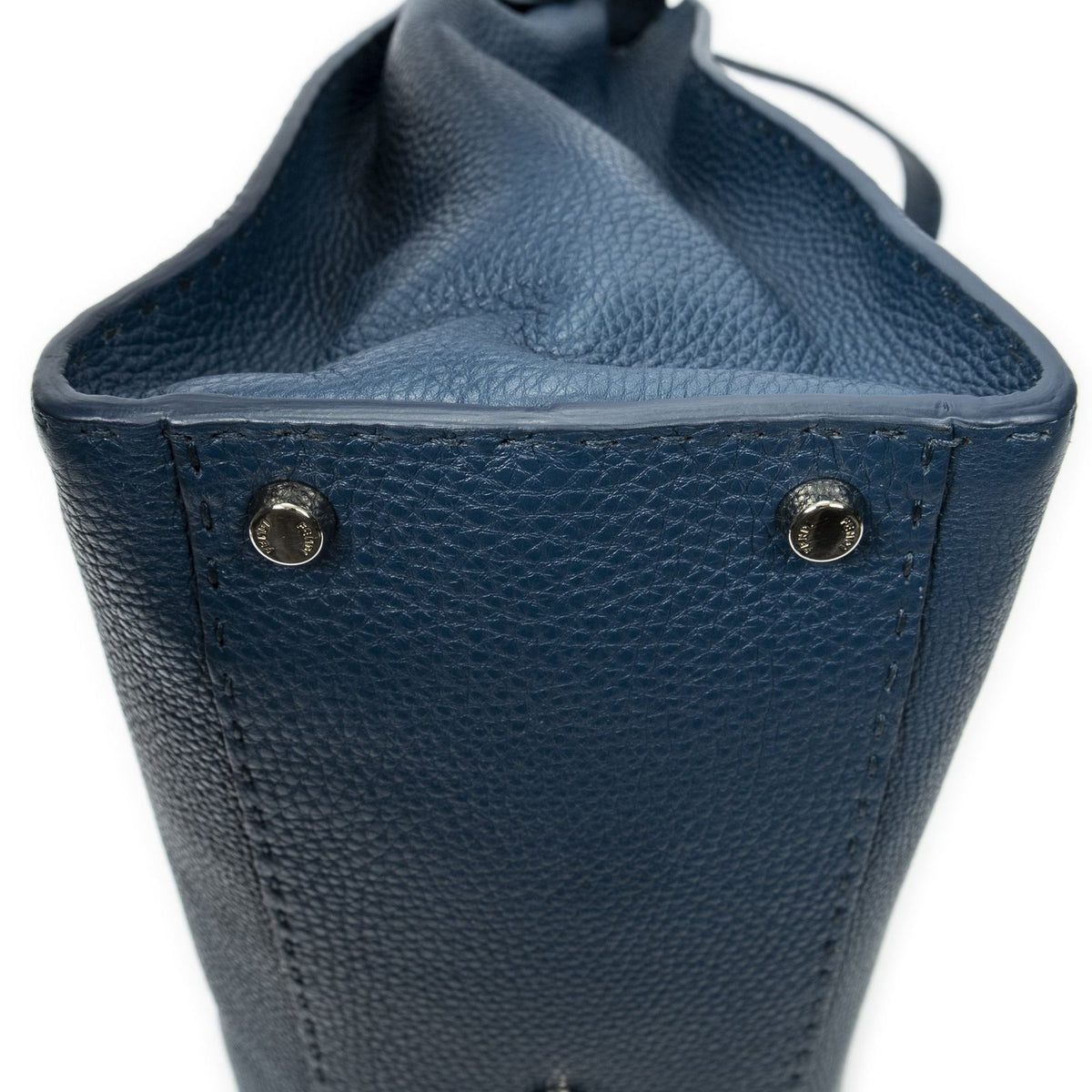 Fendi Large Selleria Peekaboo Blue Leather Messenger Bag — view 7