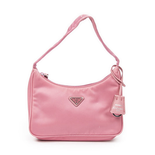 Prada Mini Zip Hobo Pink Nylon Canvas