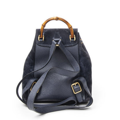 Gucci Mini Bamboo Backpack Navy Suede Leather — view 5