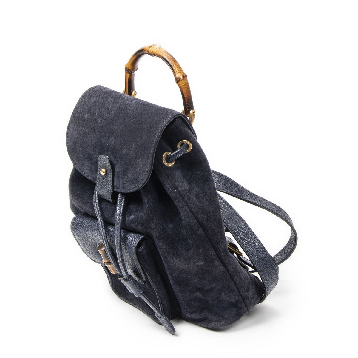 Gucci Mini Bamboo Backpack Navy Suede Leather — view 2