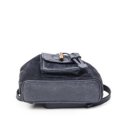 Gucci Mini Bamboo Backpack Navy Suede Leather — view 6