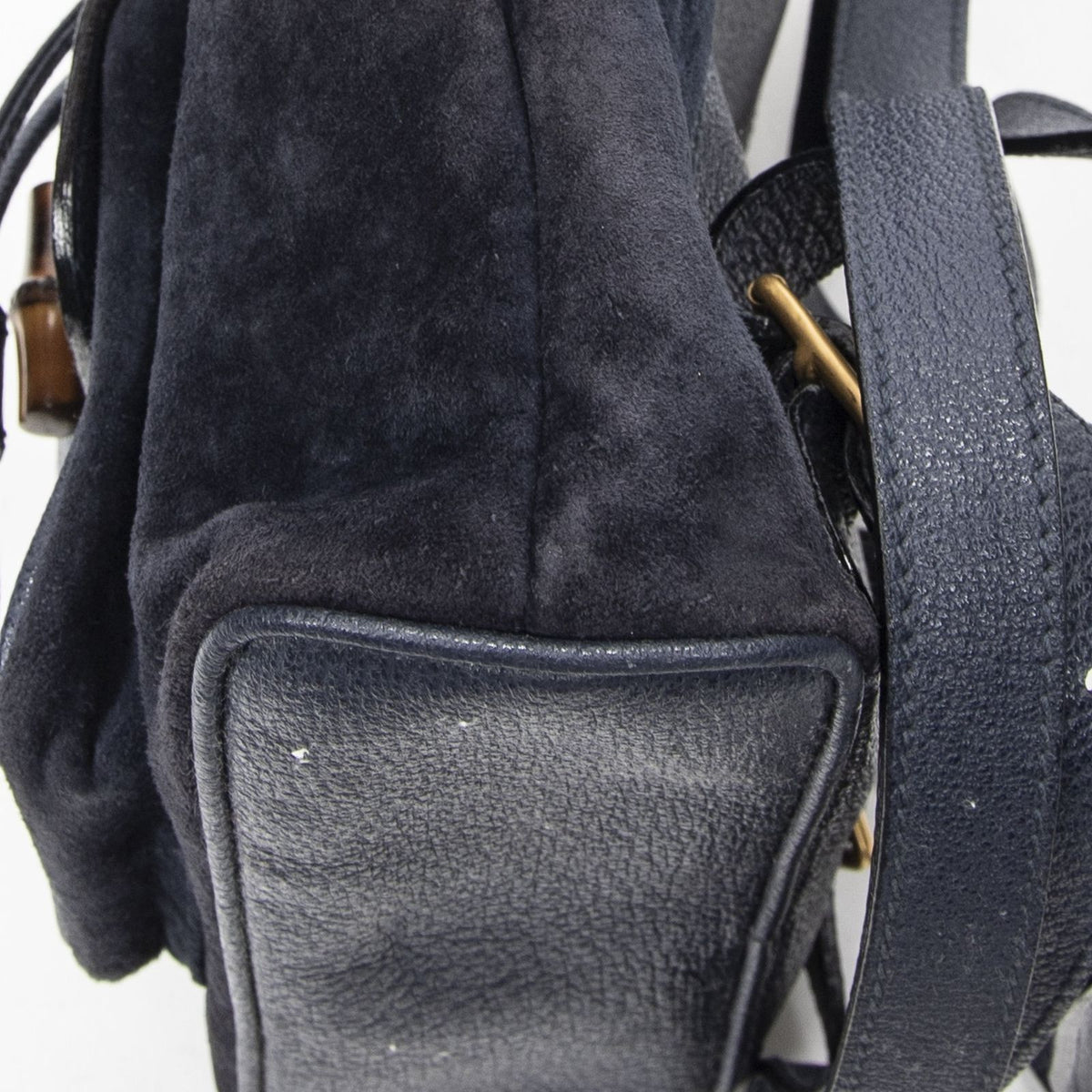 Gucci Mini Bamboo Backpack Navy Suede Leather — view 8