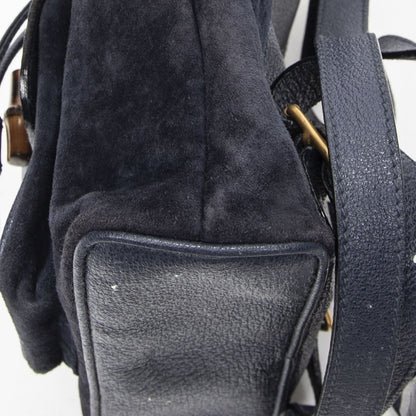 Gucci Mini Bamboo Backpack Navy Suede Leather — view 8