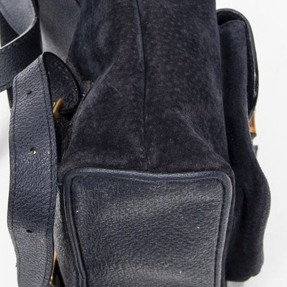 Gucci Mini Bamboo Backpack Navy Suede Leather — view 7