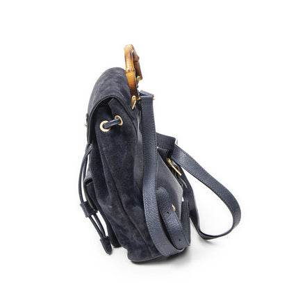 Gucci Mini Bamboo Backpack Navy Suede Leather — view 3