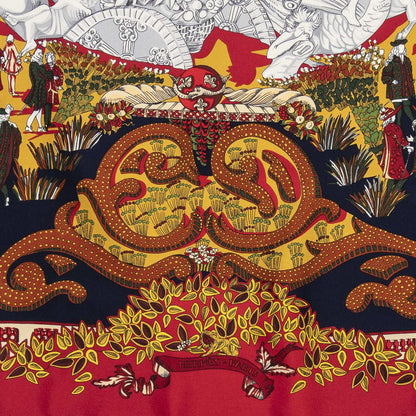 Hermes Scarf Navy 100% Gold Twill Silk — view 4