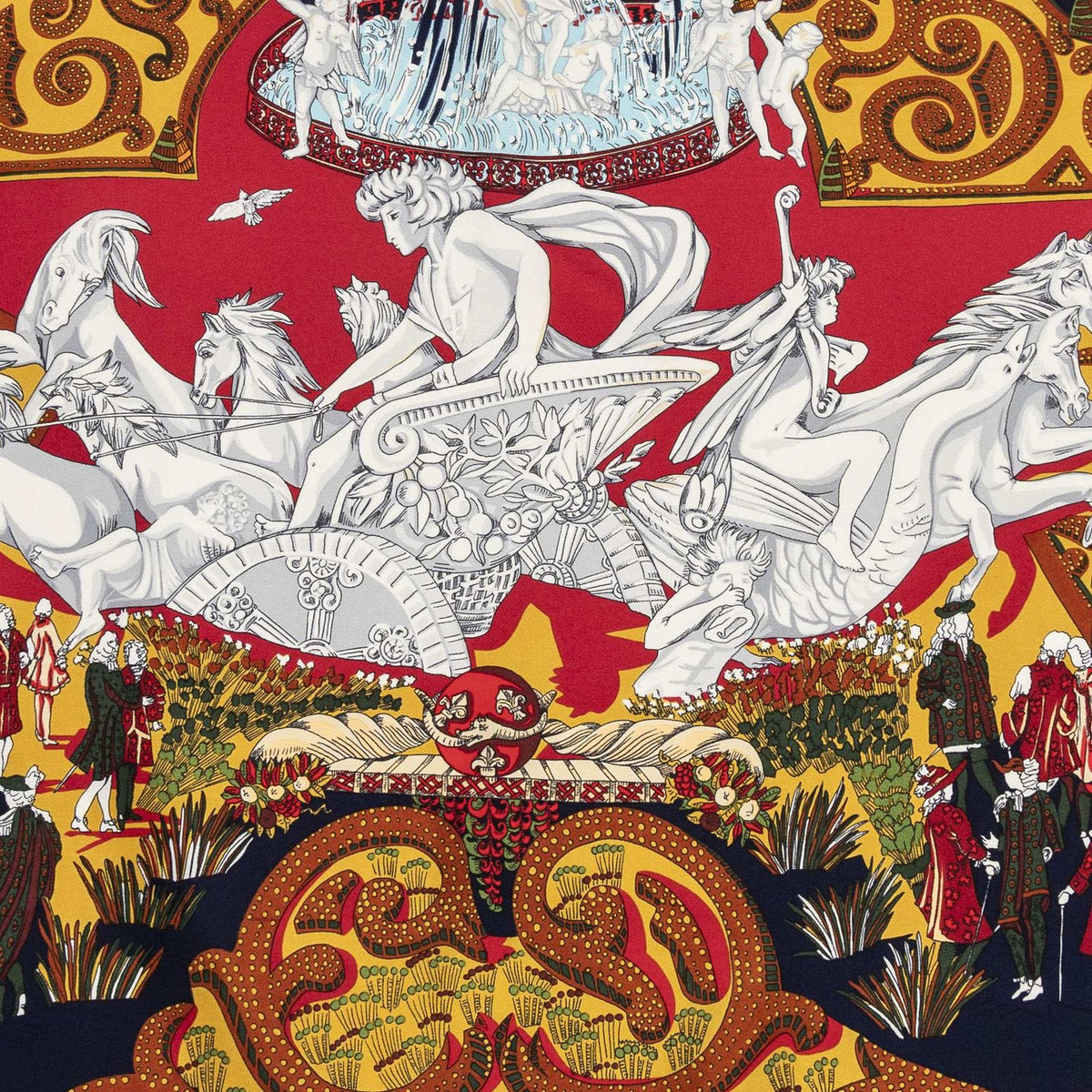 Hermes Scarf Navy 100% Gold Twill Silk — view 3
