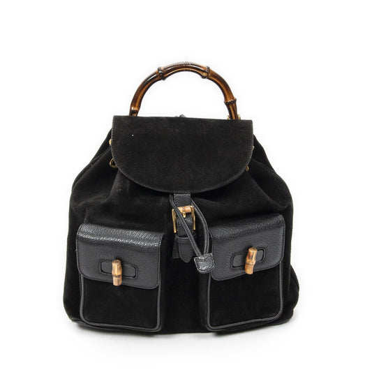 Gucci Rajibanbu Backpack Black Suede Leather