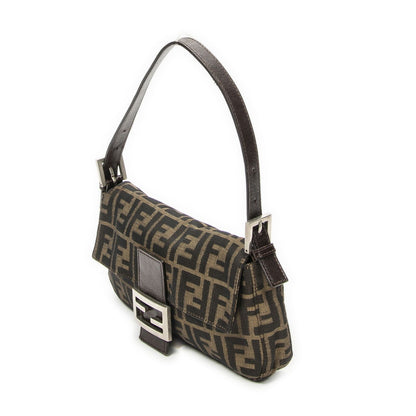 Fendi Baguette Tan Dark Brown Zucca Canvas Messenger Bag — view 2