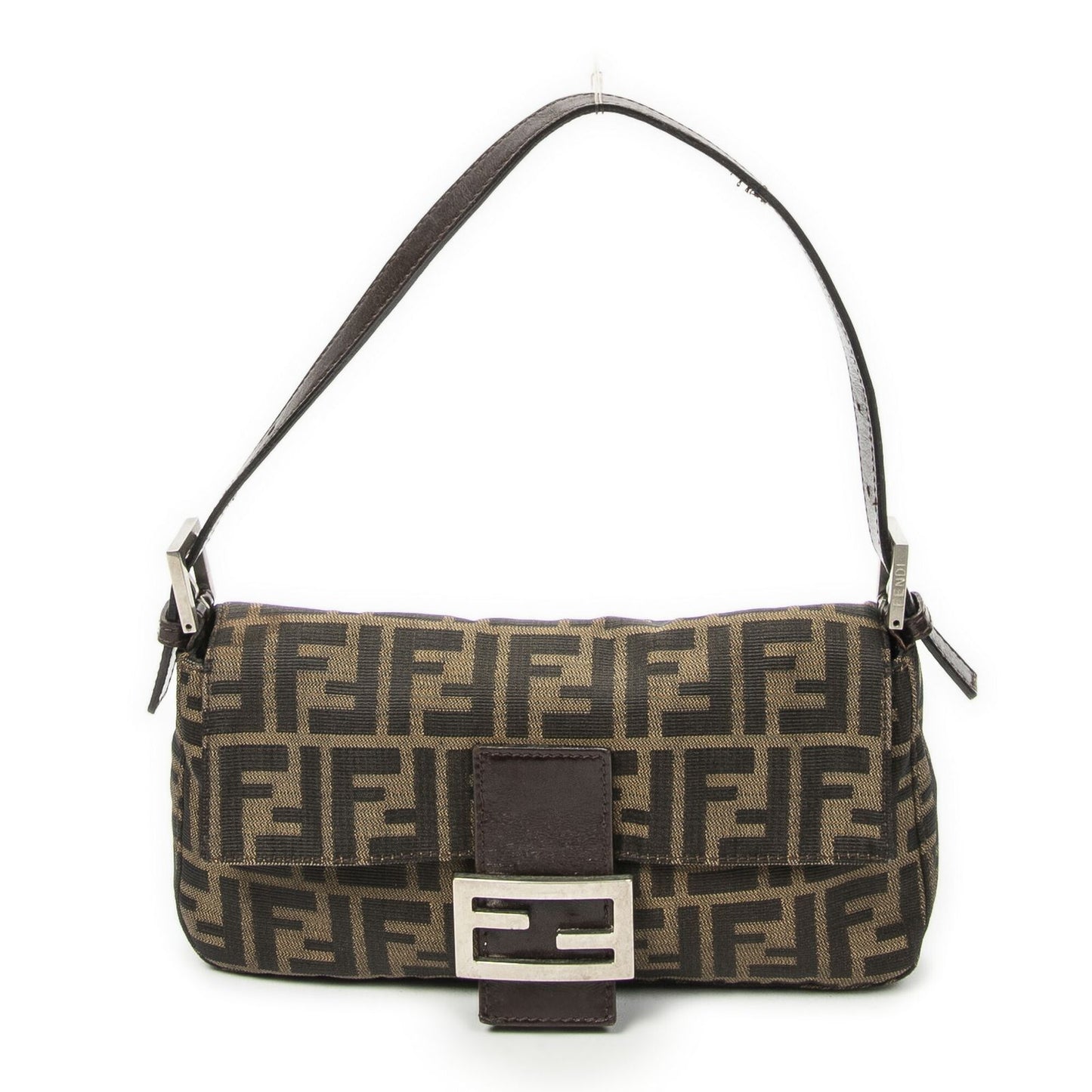 Fendi Baguette Tan Dark Brown Zucca Canvas Messenger Bag