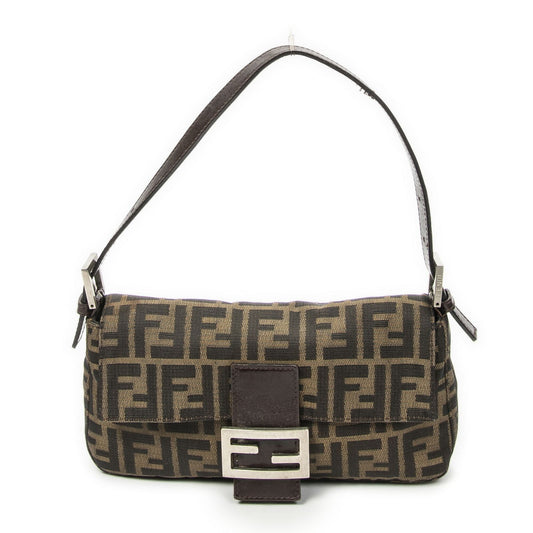 Fendi Baguette Tan Dark Brown Zucca Canvas Messenger Bag
