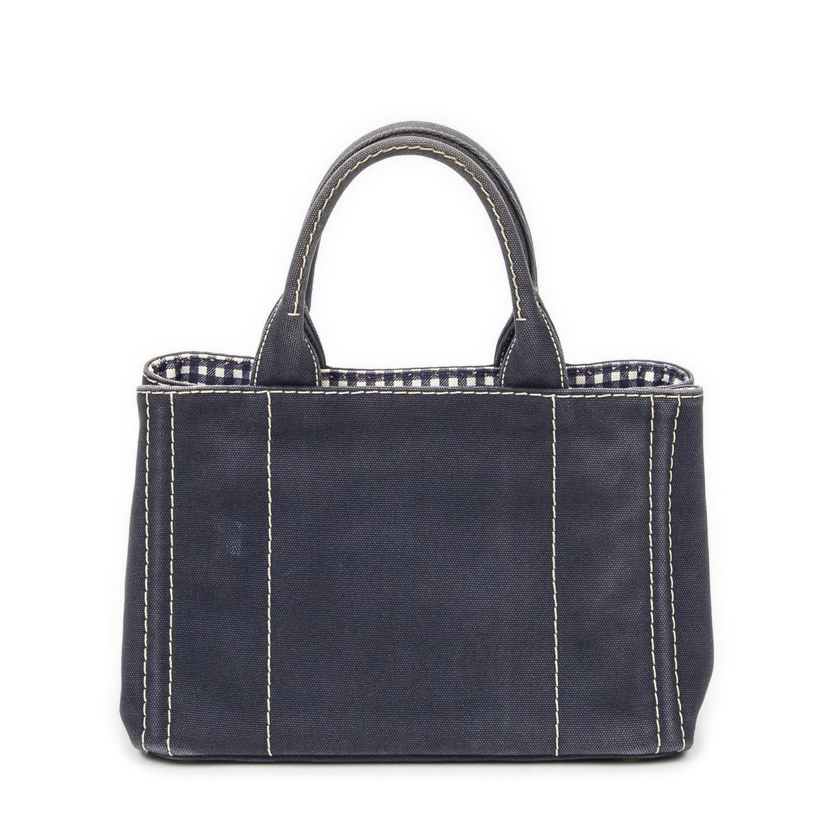 Prada Canapa Small Tote Bag Navy Canvas — view 5