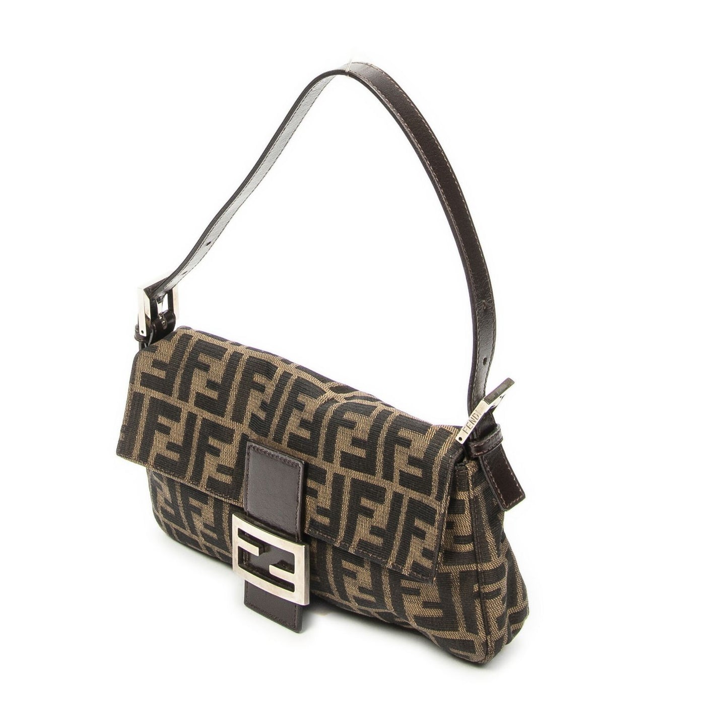 Fendi Baguette Brown Black Zucca Canvas Messenger Bag — view 2