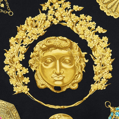 Hermes Scarf Black Gold Silk — view 3