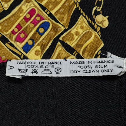 Hermes Scarf Black Gold Silk — view 5