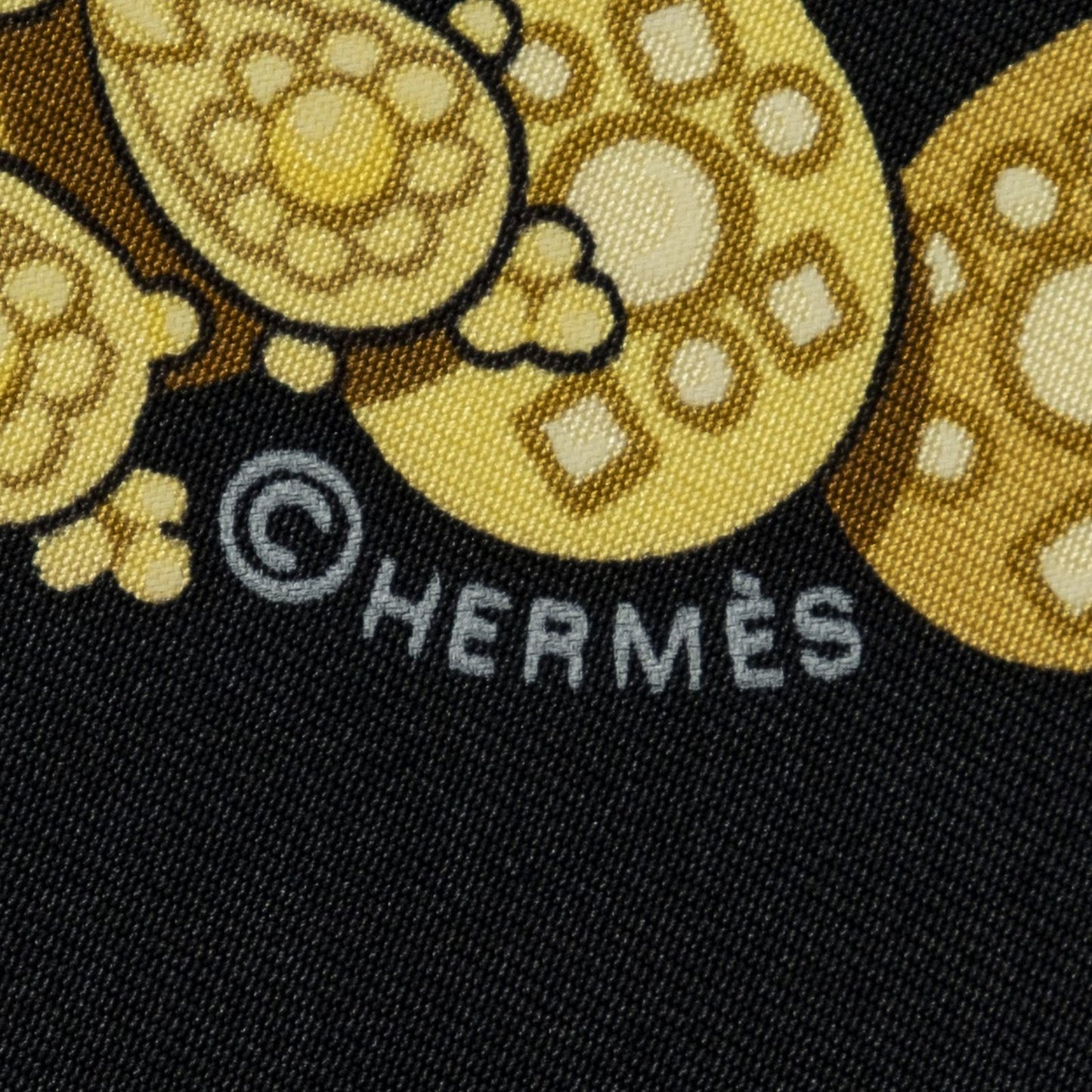 Hermes Scarf Black Gold Silk — view 4