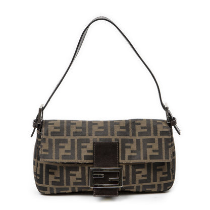 Fendi Baguette Khaki Dark Brown Zucca Canvas