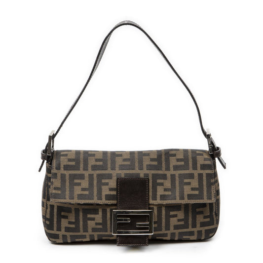 Fendi Baguette Khaki Dark Brown Zucca Canvas